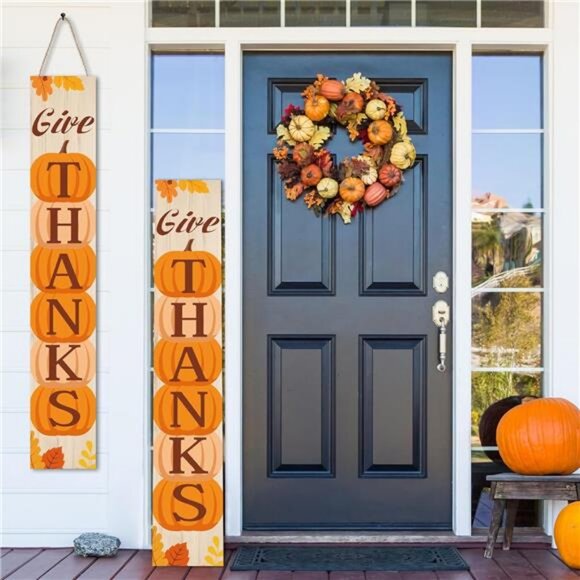 45.2"H Pumpkin Welcome Signs Thanksgiving Outdoor Decor for Fall Harvest Autumn - Picture 3 of 7